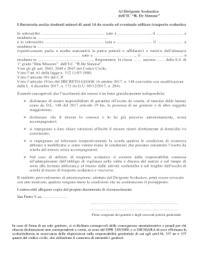 Liberatoria Uscita Studenti Minori