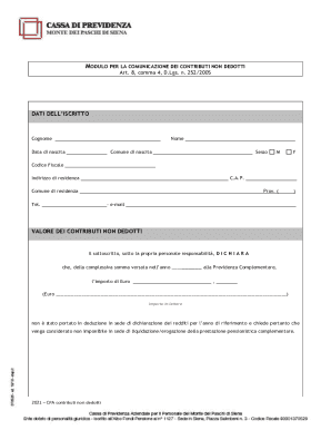 Italian Non-Deductible Contributions Form