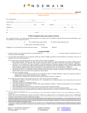 Italian Pension Fund First Home Advance Request