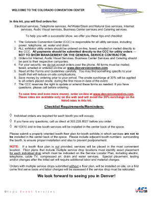 Colorado Convention Center Electrical Order Form