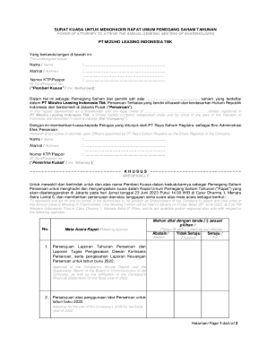 Power of Attorney for Annual General Meeting