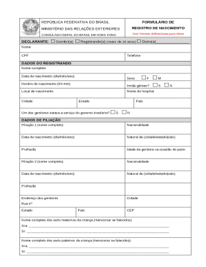 Brazil Birth Registration Form