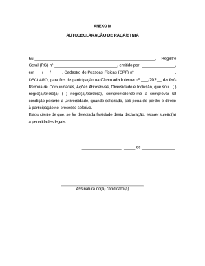 Self-Declaration of Race/Ethnicity Form