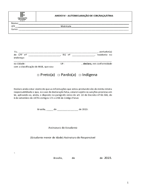 Brazil Self-Declaration of Race/Ethnicity Form