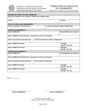 Brazil Marriage Registration Form