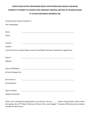 Power of Attorney for Telkom Indonesia Shareholder Meeting