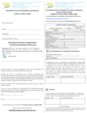 SEPA Direct Debit Mandate for Waste Tariff