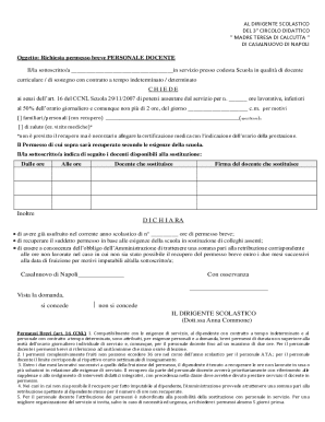 Italian Teacher Short Leave Request Form