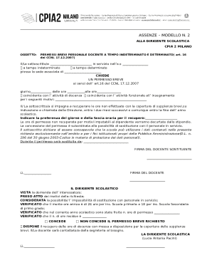 Italian Teacher Short Leave Request Form