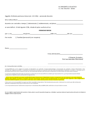 Italy Short Leave Request Form