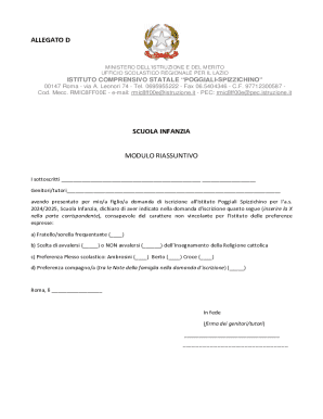 Italian School Enrollment Form