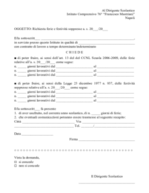 Italian School Leave Request Form