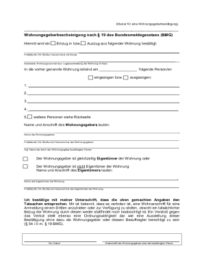 Wohnungsgeberbestätigung Form