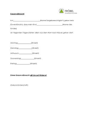 Child Care Permission Form