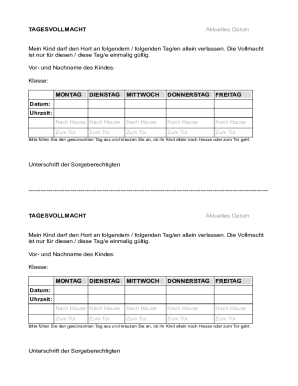 Child Daycare Authorization Form