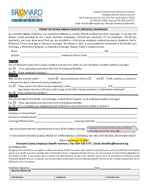 Broward County Medical Insurance Waiver Form