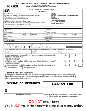 North Carolina Private Pesticide Applicator License Renewal