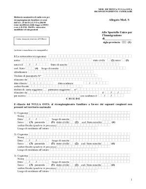 Nulla Osta Request for Family Reunification