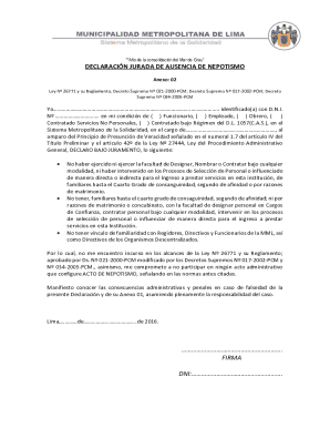 Peru Nepotism Affidavit Form