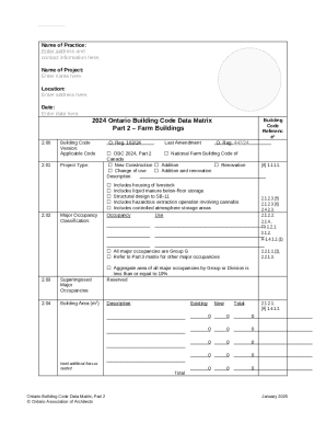 Ontario Building Code Data Matrix