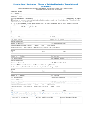 Mutual Fund Nomination Form