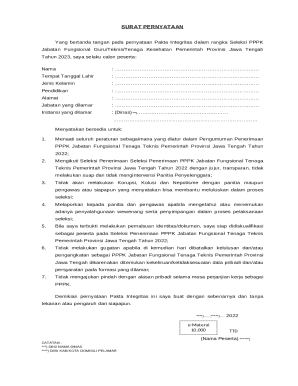 Integrity Pledge Statement for Functional Position Selection
