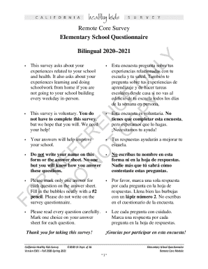 California Elementary School Remote Learning Survey