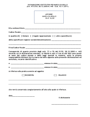 Italian Stamp Duty Declaration Form