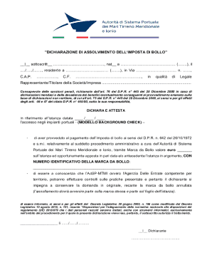 Italian Stamp Duty Exemption Declaration