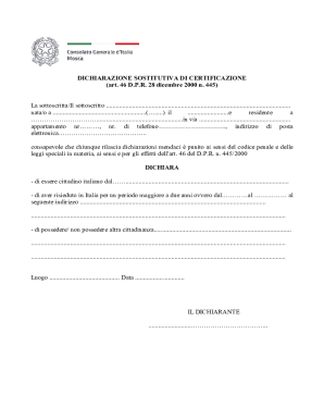 Italian Self-Certification Declaration