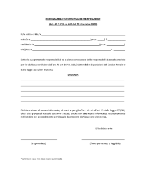 Dichiarazione Sostitutiva di Certificazione
