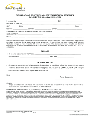 Italian Residence Certification Form