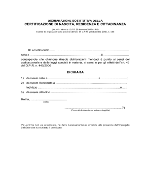 Declaration of Birth, Residence and Citizenship