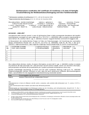 Italian Residence and Family Status Declaration Form