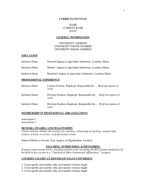 Academic Curriculum Vitae Template