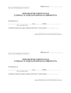 Resignation Statement for Health Education Classes