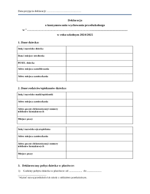 Polish Preschool Education Continuation Declaration