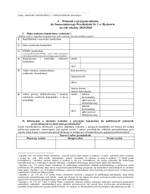 Polish Kindergarten Admission Application