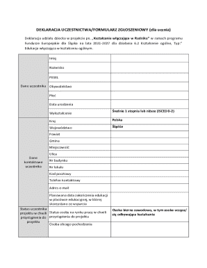 Polish Student Participation Declaration Form