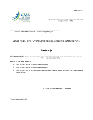 Religious Education Declaration Form