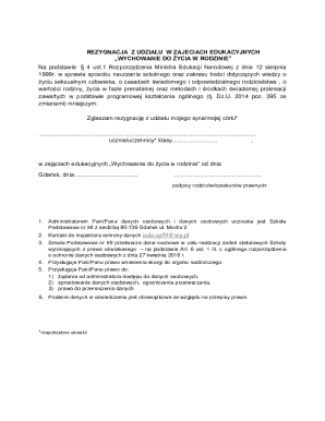 Resignation from Family Life Education Classes