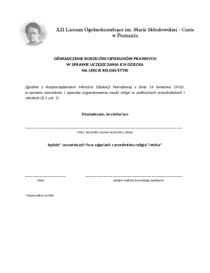 Parental Consent for Religious or Ethics Classes