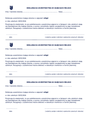 Religious Participation Declaration Form