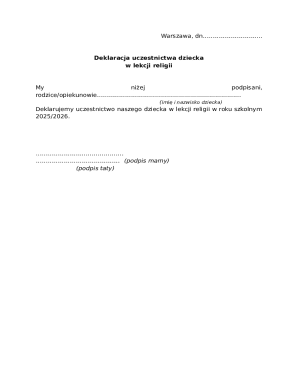 Religious Education Participation Declaration