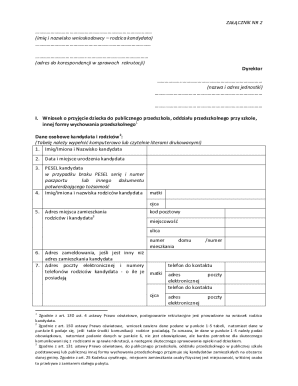 Polish Kindergarten Admission Application Form