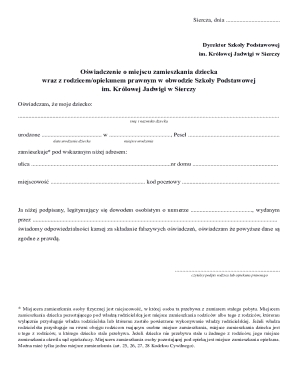 Child Residence Declaration Form