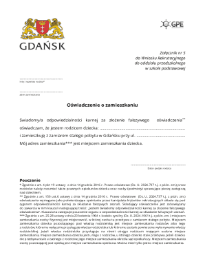 Parent Residence Declaration Form