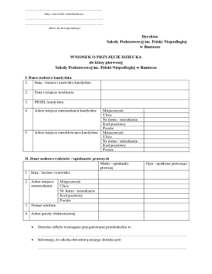 Poland School Enrollment Application