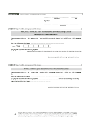 Polish 8th Grade Exam Language Declaration Form