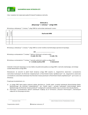 WARMIŃSKI BANK SMS Service Request Form